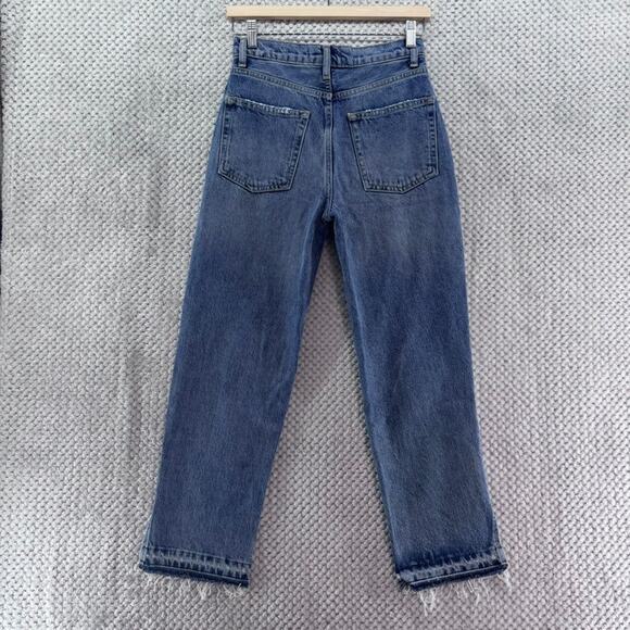 We the Free Jeans Womens 25 Blue Medium Wash Distressed Straight High Rise - Picture 6 of 14